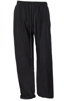 nostrasantissima-men Black Crinkled Drawstring Trousers
