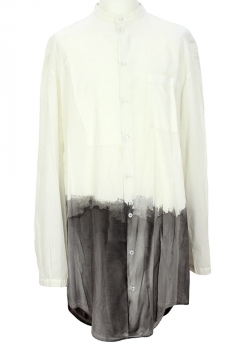 nostrasantissima-men White and Grey Long dip dyed Shirt