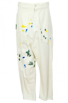 nostrasantissima-men White with Paint Paint Spotted Trousers