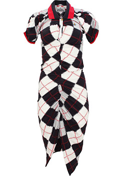 Vivienne Westwood Black/White/Grey/Red Argyle Pulling Dress