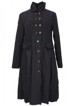 Aleksandr Manamis Black Frill Necked Coat