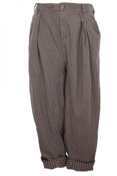 Aleksandr Manamis Blue Brown Check Ankle length Trousers