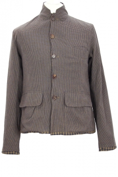 Aleksandr Manamis Blue Brown Check Short Jacket