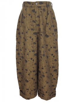 Aleksandr Manamis Gold/Brown Black Wide legged jacquard Trousers