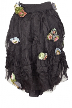 Aleksandr Manamis Black Silk Frou-Frou Skirt