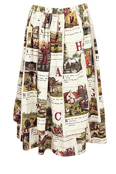 Aleksandr Manamis L'Alphabet Print Layered skirt with fabric tie