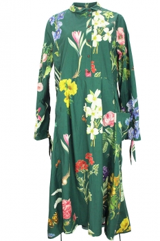 Aleksandr Manamis Jardin Vert Print Apron Dress