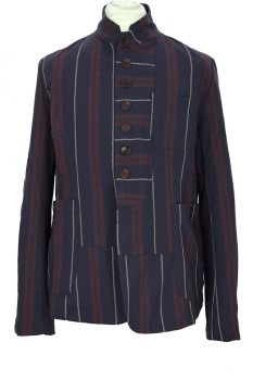 Aleksandr Manamis Red, Blue and grey stripes 8 button striped wool Jacket
