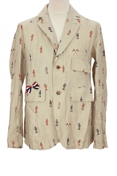 Aleksandr Manamis Red and blue print on light khaki Summer Blazer No Civilisation