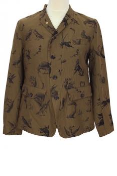 Aleksandr Manamis Dark Khaki brown with black designs Noir Noir Jacquard Jacket