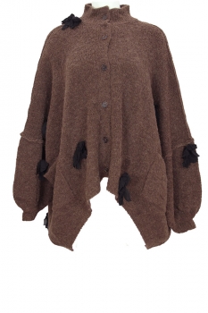 Aleksandr Manamis Light Brown Big Bow Wide Knitted Cardigan