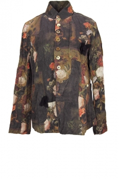 Aleksandr Manamis Flower Print Raised neck 8 button Jacket