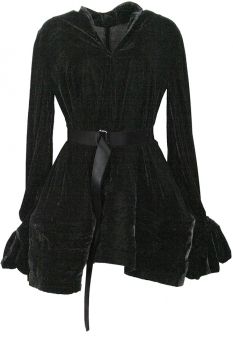 David's Road Black Velvet, belted Mini Dress