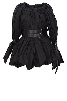 David's Road Black Mini Dress with Exaggerated Sleeves