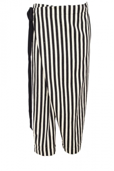 Davids Road Black & White Stripe Wrap Tie Trousers