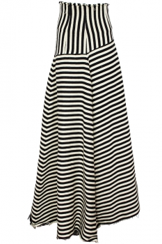 David's Road Black & White Stripe High Waisted Maxi Skirt