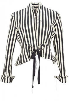 David's Road Black & White Stripe Fabric Tie Blazer