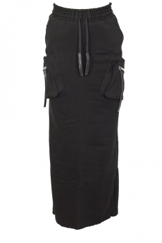 David's Road Black Maxi Skirt in sweatshirt fabric