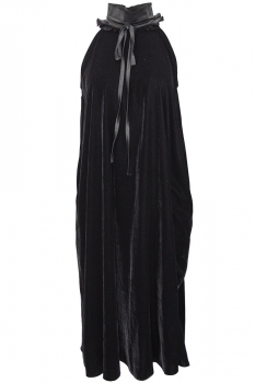 David's Road Black Velvet Midi Dress