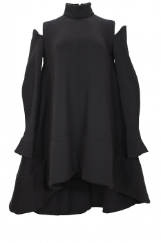 David's Road Black Sweatshirt dress with shoulder detail