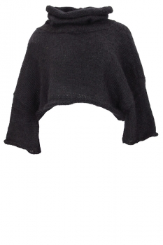 Davids Road Black Knitted cropped turtleneck top