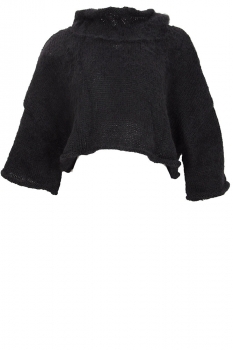 Davids Road Black Knitted cropped top with hood