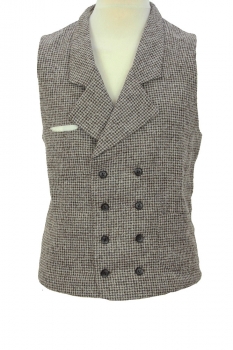 Marc Point Mixed Check Double-Breasted Waistcoat