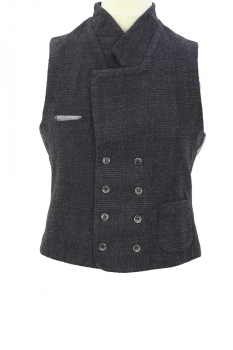 Marc Point Grey/Black Check Double-breasted, check  Waistcoat