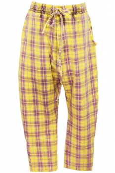 Marc Point Yellow Lilac Tartan Washed Check Trousers