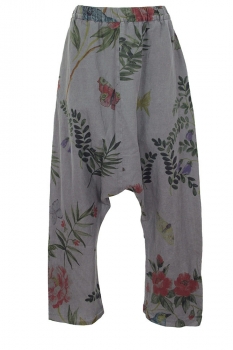 Marc Point Blue Grey flora and fauna print Pull-on Low drop Trousers