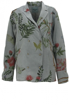 Marc Point Blue Grey flora and fauna print Double Breasted shirt Jacket