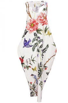 Marc Point White Flora and Fauna print T-back Sleeveless Dress