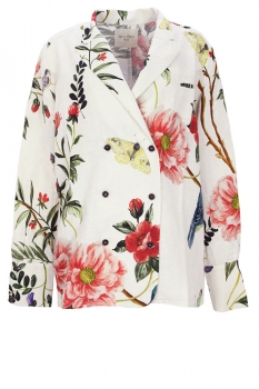 Marc Point White Flora and Fauna print Double breasted shirt Jacket