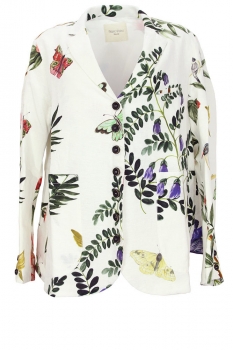 Marc Point White Flora and Fauna print 7 Button Jacket