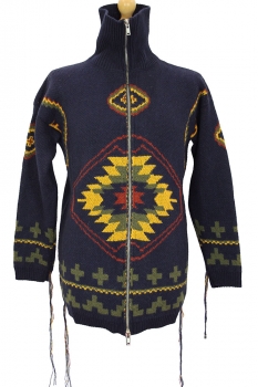 Marc Point Blue with geometric designs Knitted Cardigan Jacket