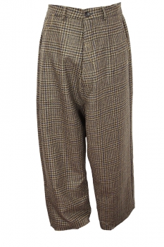 Marc Point Brown Dogtooth Check Low drop crotch wide legged Trousers