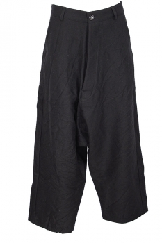 Marc Point Crinkled Black wide legged Drop Crotch Trousers