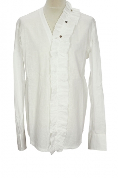 Marc Point White Shirt with Gathered Frill