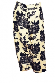 Marc Point Ecru with black print Low drop Crotch Trousers