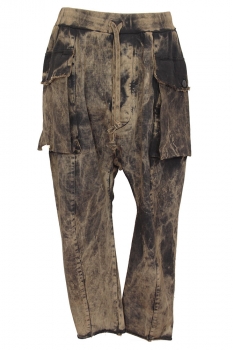 MarcandcraM Mottled Tan and Black Oversized Trousers with Drawstring