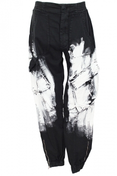 Nostrasantissima Black and White White Paint Cargo Trousers