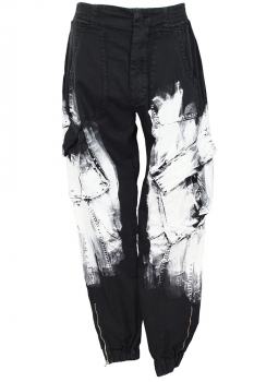 nostrasantissima-men Black and White White Paint Cargo Trousers