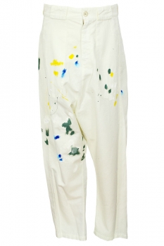 Nostrasantissima White with Paint Paint Spotted Trousers