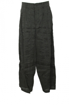 Nostrasantissima Black Wide-Legged Fabric Inserted Striped Trousers