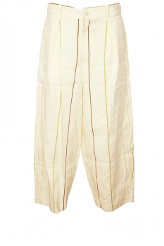 Nostrasantissima Cream with Brown/Green Pin-stripe Wide-legged Pin-Striped Trousers