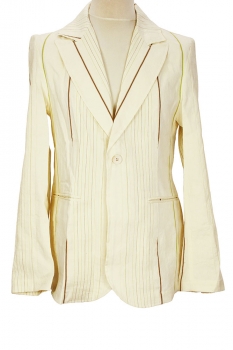 Nostrasantissima Cream with Brown/Green Pin-stripe Fitted Pin-Stripe Jacket