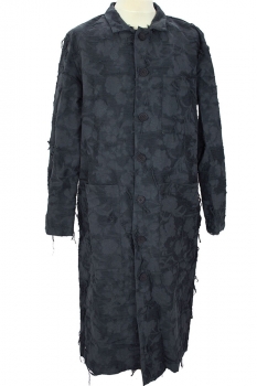 Nostrasantissima Textured Midnight-Blue Long Buttoned Coat
