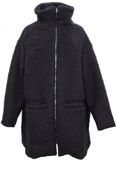 Pal Offner Black Furry Zip Coat
