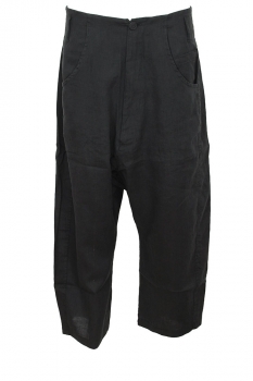 Pal Offner Black Low Drop Linen Trousers