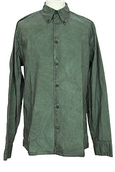 Rundholz Pine Cloud Overdyed Distressed Shirt with buttoned down collar